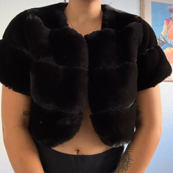 Jackets & Blazers - Faux Fur Cropped Sweater